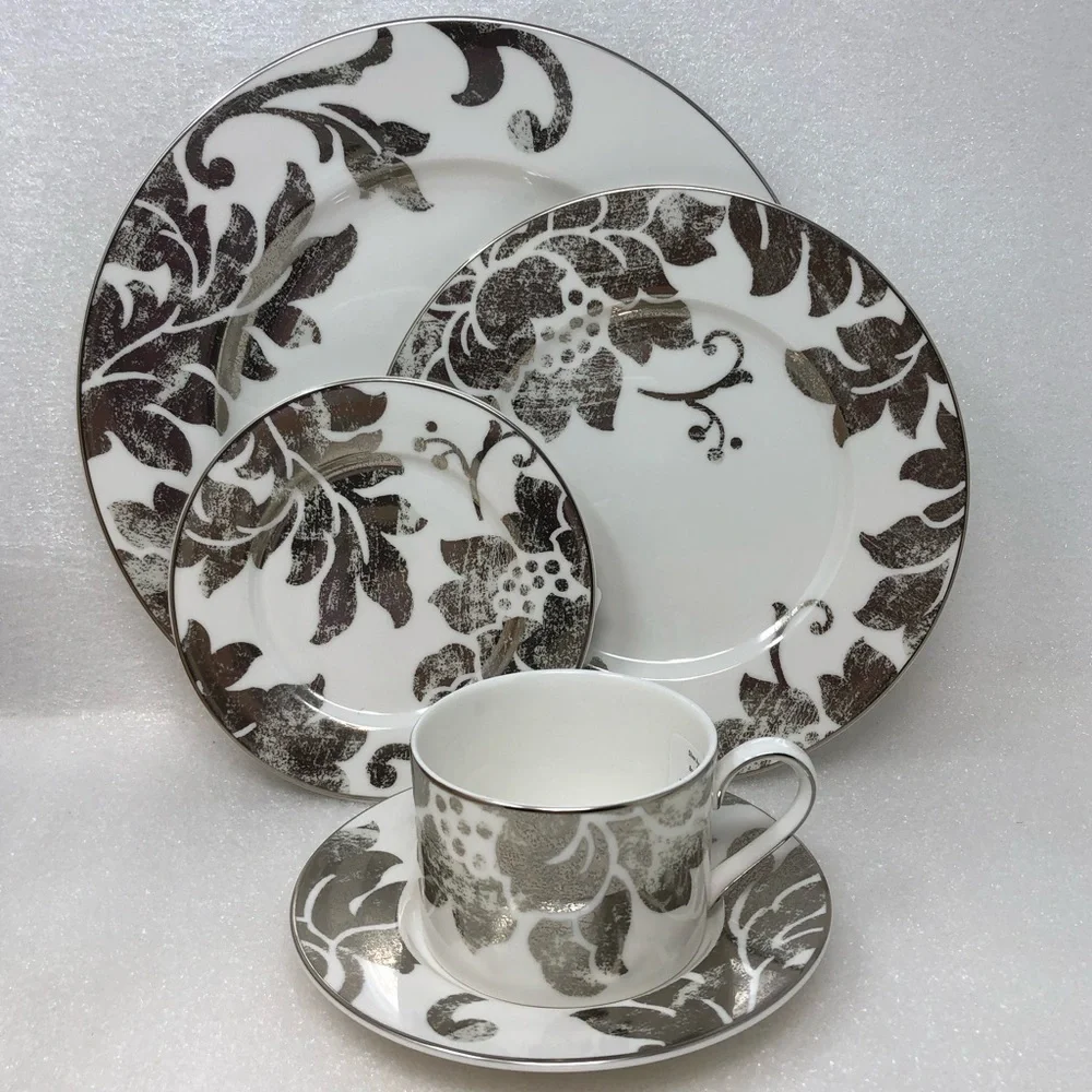 NEW LENOX 5 Piece Place Setting Silver Appliqué